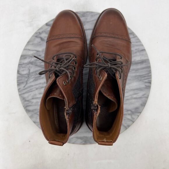 Johnston & Murphy Mens Boots 9.5 Mahogany Fullerton Cap Toe Side Zip Block Heel main image 5